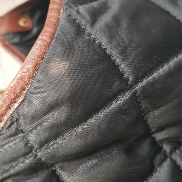 Brahmin Vintage Extra Large Tote Shoulder Bag Black Nylon Brown Leather Trim - Picture 13 of 13